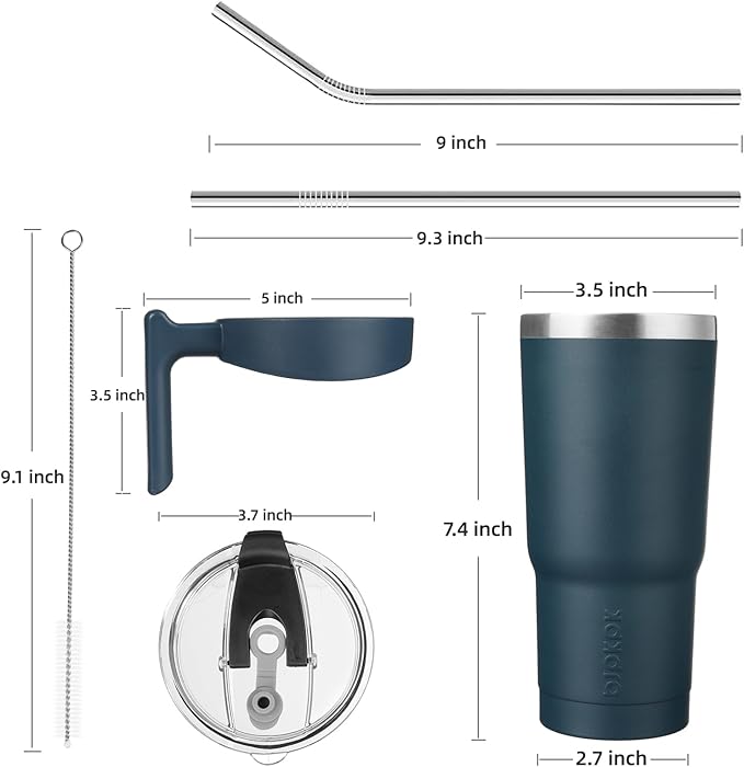 BJPKPK 20 oz Tumbler With Handle Insulated Tumbler With Lid And Straw Stainless Steel Travel Mug Coffee Cups,Navy Blue