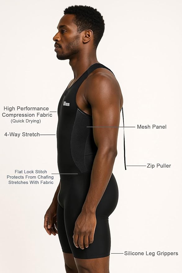 Wixen Men's Performance Triathlon Suit Sleeveless Tri Suit Padded Quick Dry Run Swim Bike