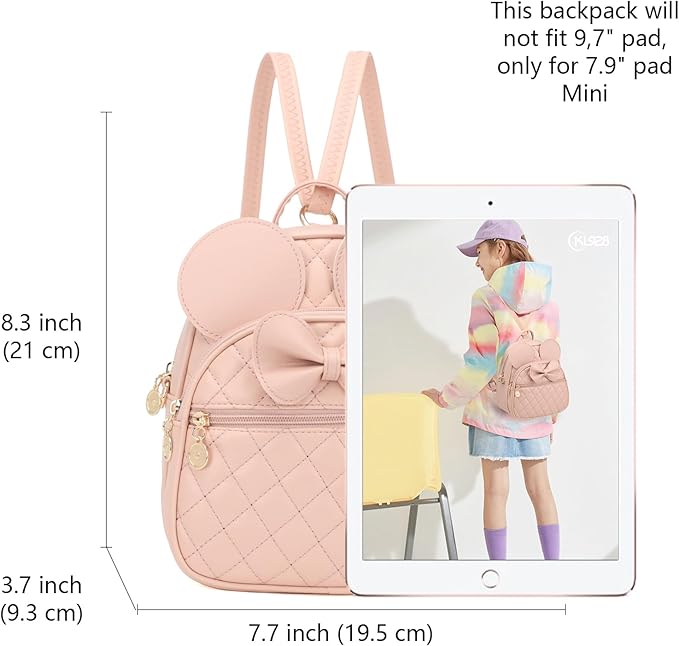 KL928 Girls Mini Backpack Bowknot Polka Dot Cute Small Daypacks Convertible Shoulder Bag Purse for Women