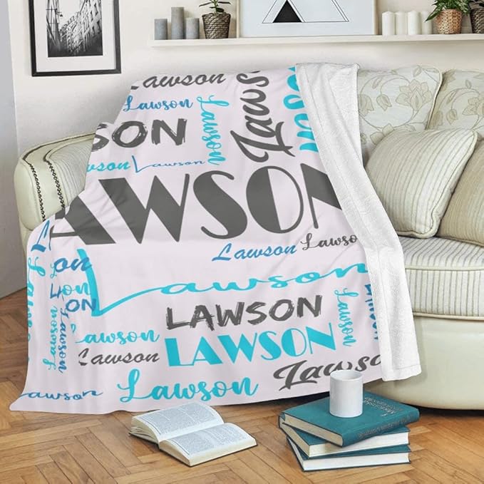 Dr.TOUGH Personalized Name Blanket Personalized Blanket for Adult Kids Flannel Customized Personalized Blankets and Throws
