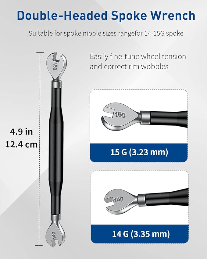 Pawfly Bike Spoke Wrenches, Bike Spoke Tool Kit with 3 Bicycle Tire Levers, Bicycle Spoke Wrench Tools, Bicycle Rim Truing Tool Set, Bike Rim Correct Kit, 8-Piece Bike Repair Tool Kit