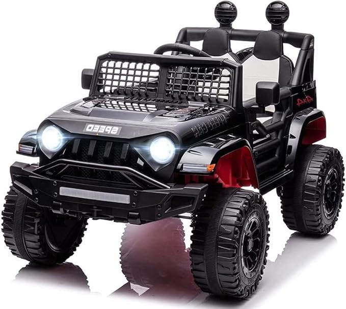 12V Ride On Car, Electric Car for Kids, Ride on Toys, Kids Cars with 3 Speeds Adjustable, Bluetooth, Parent Remote Control, Spring Suspension, AUX Port-Black