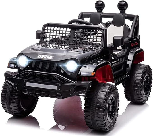 12V Ride On Car, Electric Car for Kids, Ride on Toys, Kids Cars with 3 Speeds Adjustable, Bluetooth, Parent Remote Control, Spring Suspension, AUX Port-Black
