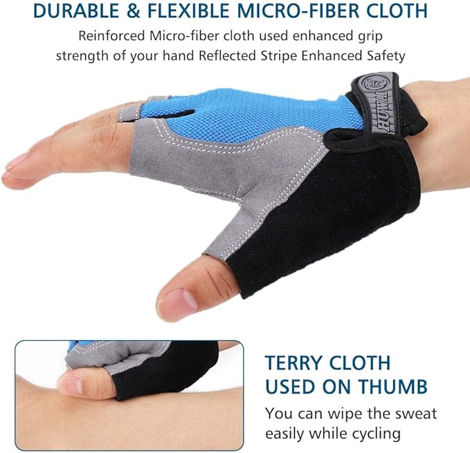 Accmor Cycling Gloves for Men Women, Bike Gloves Half Finger Road Bike MTB Gloves, Anti-Slip Shock-Absorbing Glove for Fitness Cycling Outdoor Sports