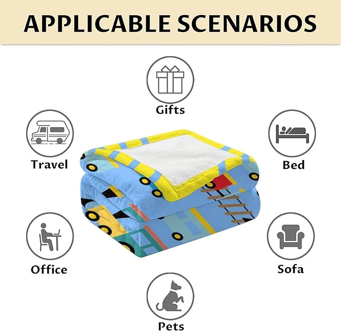 Train Gifts for Boys 4-6 - Warm Cozy Train Blanket - 40"x50" Inches Crib Throw Blanket - Light Blue Cartoon Throws for Kids