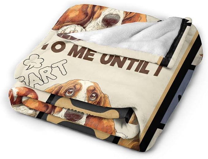 Basset Hound Blanket Fleece Soft Warm Plush Cute Dog Throw Blanket Lightweight Plush Fuzzy Cozy Dogs Animal Blankets Gift for Girls Boys Kids Adult Suitable for Couch Sofa Bed 50"X40"