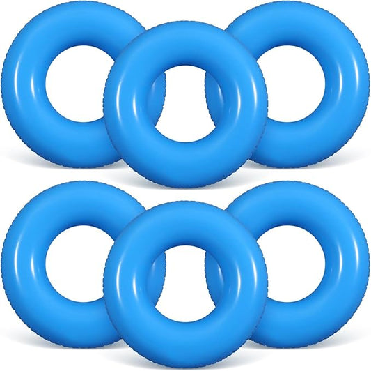 6 Pcs Inflatable Pool Floats 24 Inches Swim Tube Bulk Swimming Ring Pool Floaties for Beach Party Decorations Women and Men River Lake Summer Vacation Holiday (Blue)