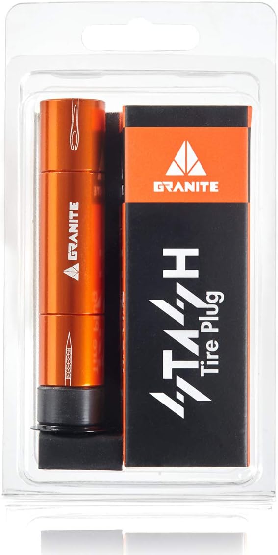 Granite Stash Tubeless Flat Tire Repair Kit Bike Tool Kit - Easy Handlebar Storage - Complete Bike Tire Plug Kit - 2 Different Size Tire Plugs - Portable - Easy and Effortless Usage (Black)