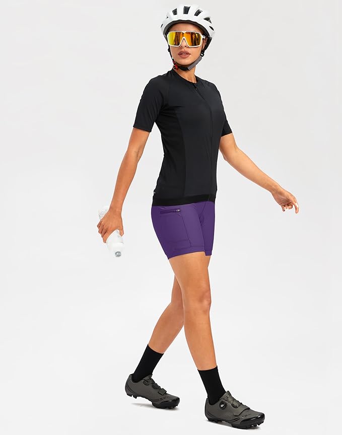 Women's 4D Padded Bike Shorts 5"/7" Riding Underwear Cycling Bicycle Road Biking Cycle Shorts for Women Zipper Pockets