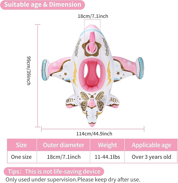 Swimbobo Toddler Pool Float with Seat Boat Inflatable Ride-on Airplane Pirates Sharks Car for Kids Outdoor Toys