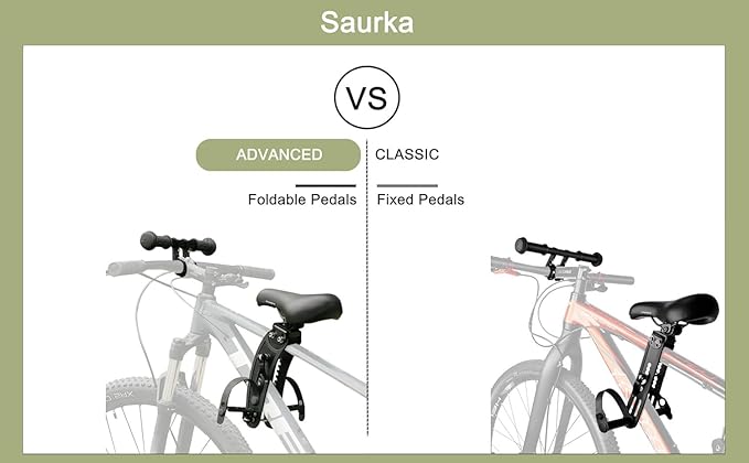 Kid Bike Seat Front Mounted and Handlebar for Mountain Bike Parent-Child Cycling, Child Bicycle Seat&Child Handlebar for All Adult MTB Bike Cycling(Foldable/Not Foldable Pedals)