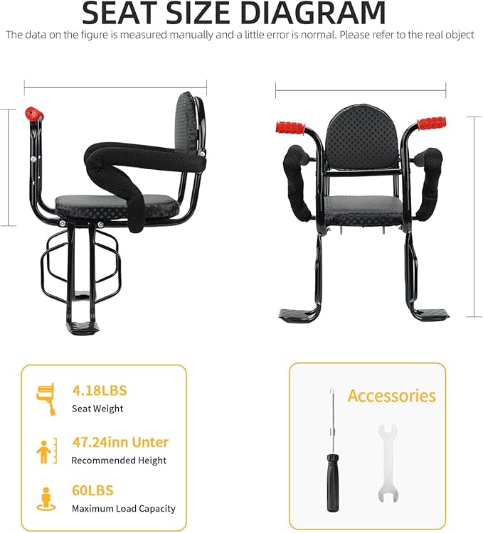 2025 New Rear Child BikeSeat, Adiustable BackrestRear Bike Seat, Foldableand Rotatable RearMounted Child Bike Seat Child Rear Seat with ThickBackrest, Suitable for MostBicycle