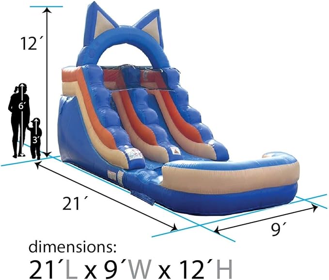 Inflatable Water Slide for Kids & Toddlers with Inflatable Pool, Backyard, Park or Commercial Use, Outdoor Water Play, Includes Blower Stakes, Splash Pool & Storage Bag, Large 21' x 9' x 12'
