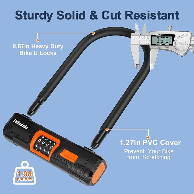 Bike Locks Heavy Duty Anti Theft,4 Digit Combination Ebike u Lock with Cut-Proof Security 4FT x 8mm Chain,Combo Large U Shape Lock for Motorcycle,Scooter,Bicycle,Electric,Moped