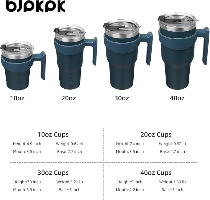 BJPKPK Tumbler With Handle And Straw 40 oz Stainless Steel Insulated Tumbler Cups With Lid For Water Or Ice Coffee,Navy Blue