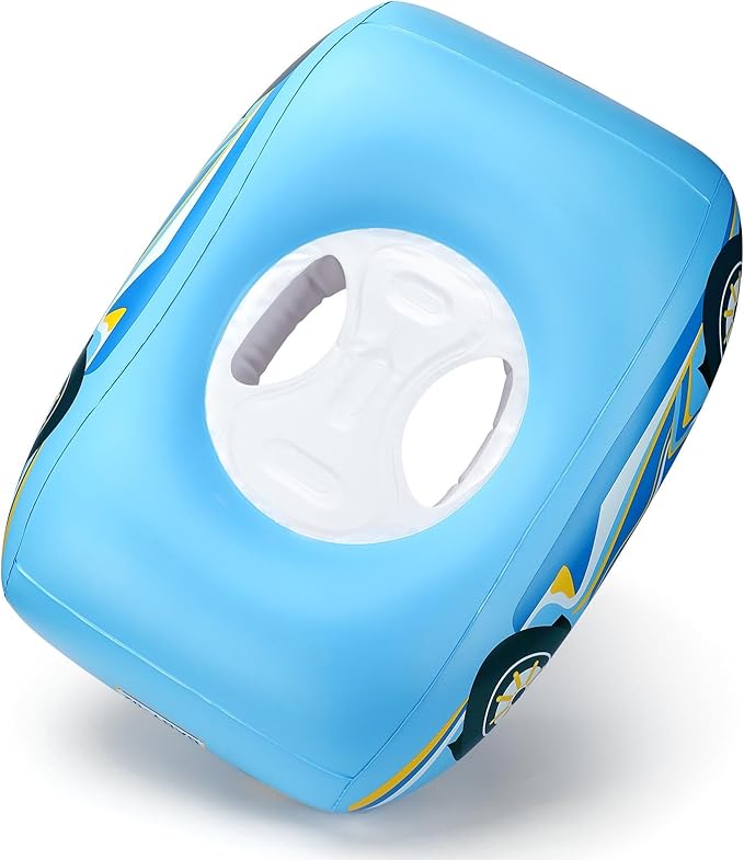 Swimbobo Toddler Pool Float Inflatable Car Baby Swim Float with Adjustable Sun Canopy and Safety Seat Pool Toys for Kids 3+ Years Old