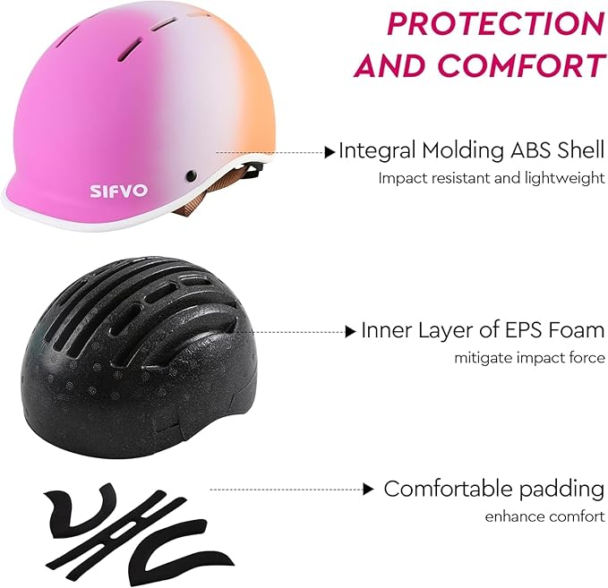 Kids Helmet, SIFVO Kids Bike Helmet Skateboard Helmet Scooter Helmet All-Round Protection Boys Girls Bike Helmet Kids to Youth Extended Visor Adjustable & Durable 51-55cm