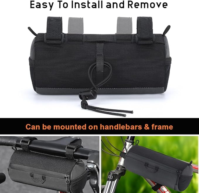 Bike Handlebar Bag Multifunctional Bike Bag Handlebar with Shoulder Strap, 1L Bike Front Bag with Reflective Area For Mountain Bikes, Road Bikes, Electric Bike