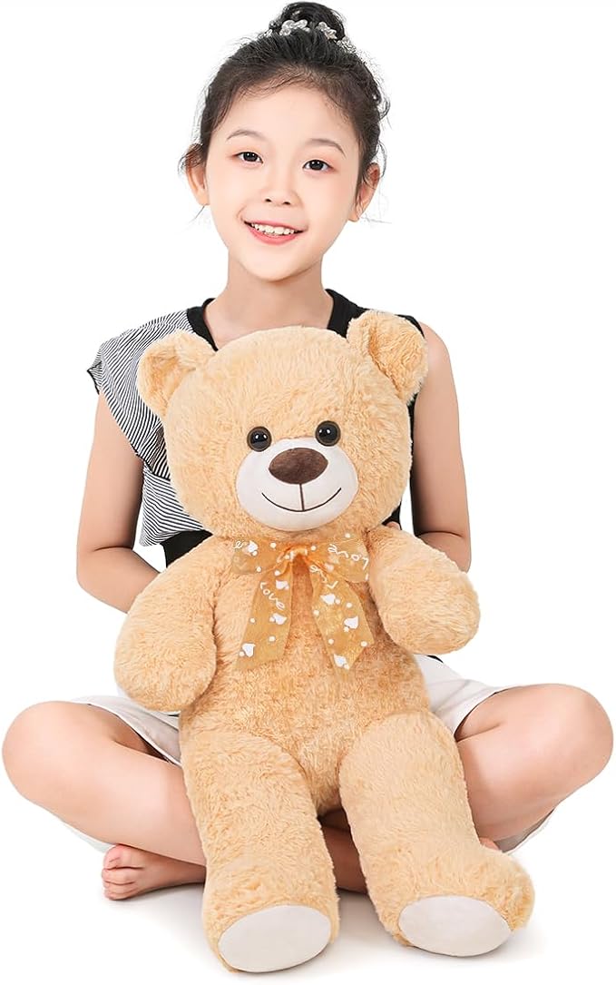 Teddy Bear Stuffed Animal 24'' Small Teddy Bear Plush Toy Gift for Valentine Christmas Birthday Light Brown