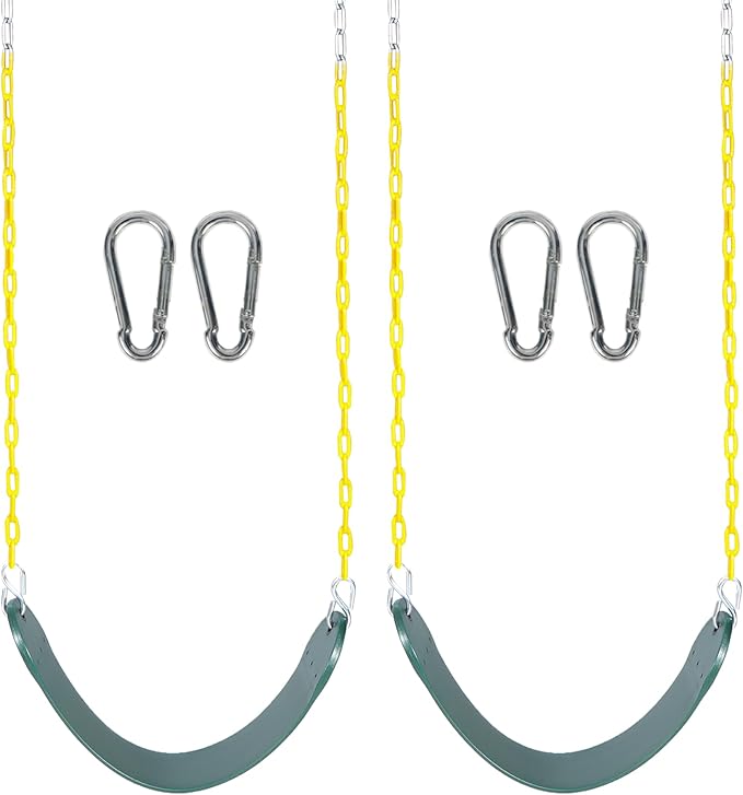 RedSwing Kids Belt Swing 2 PCS, EVA Swings Seat with Heavy Duty Metal Chains, Playground Swing Set Accessories, Safe and Durable, for Outdoor Backyard and Playground Play