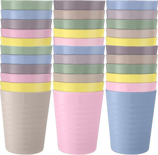 Eccliy 36pcs Kids Cups 8 oz Unbreakable Plastic Stackable Juice Reusable Tumblers Bulk Plastic Drinking Cups for Toddlers Baby Kids, Dishwasher Safe, 6 Colors(Pink color)