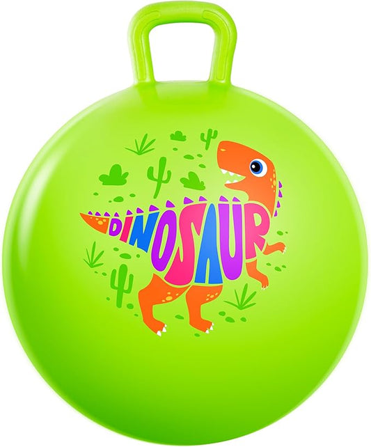 PlayZap Hopper Ball for Kids 3-8,18 Inch Green Dinosaur Bouncy Ball with Handle, Inflatable Hippity Hop Bounce Hopping Toys Indoor Outdoor for Boys Girls Gifts