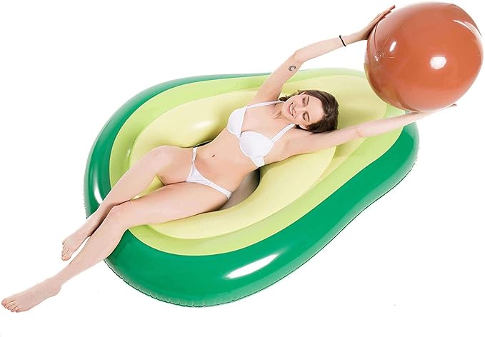Jasonwell Inflatable Avocado Pool Float Floatie with Ball Water Fun Large Blow Up Summer Beach Swimming Floaty Party Toys Lounge Raft for Kids Adults (XL)