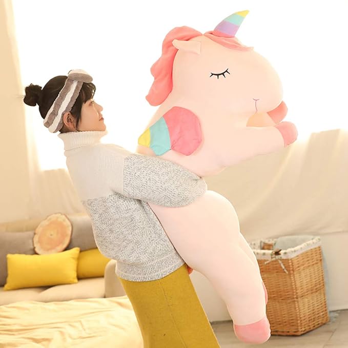 Unicorn Plush Hugging Pillow, Big Unicorn Stuffed Animal Body Pillow Toy Gifts for Kids, Valentine, Christmas (Pink, 51.1 in)