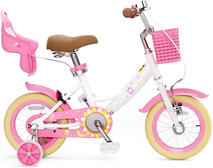XJD Girls Bike for Toddlers and Kids Ages 2-12 Years Old,12 14 16 Inch Kids Bike with Training Wheels & Basket