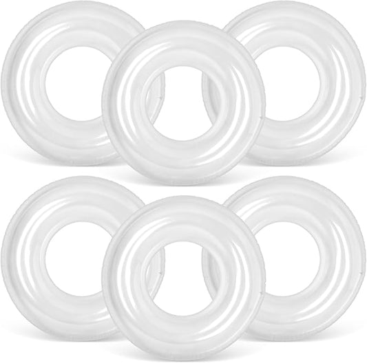6 Pcs Inflatable Pool Floats 24 Inches Swim Tube Bulk Swimming Ring Pool Floaties for Beach Party Decorations Women and Men River Lake Summer Vacation Holiday (Clear)