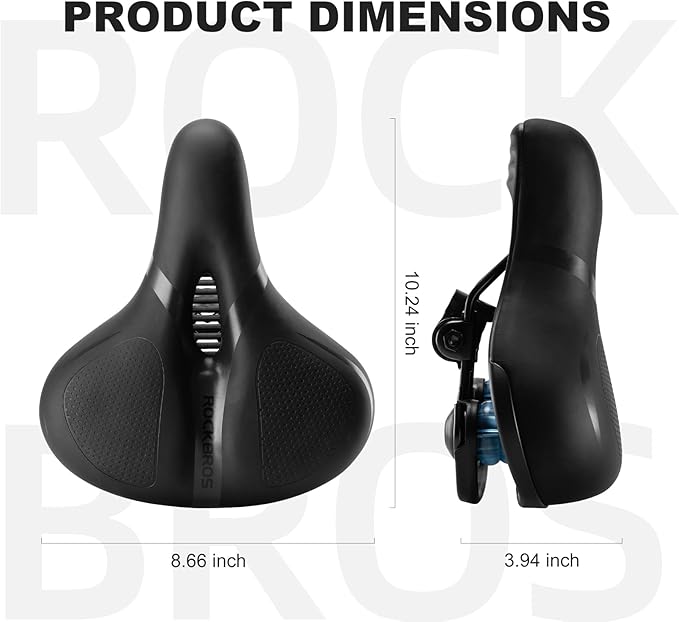 ROCKBROS Bike Seat Cushion for Men Women with Handle & Dual Shock Absorbing Ball Memory Foam - 3 Zone Concept Bike Saddle, Soft Wide Waterproof Mountain Bicycle Accessories