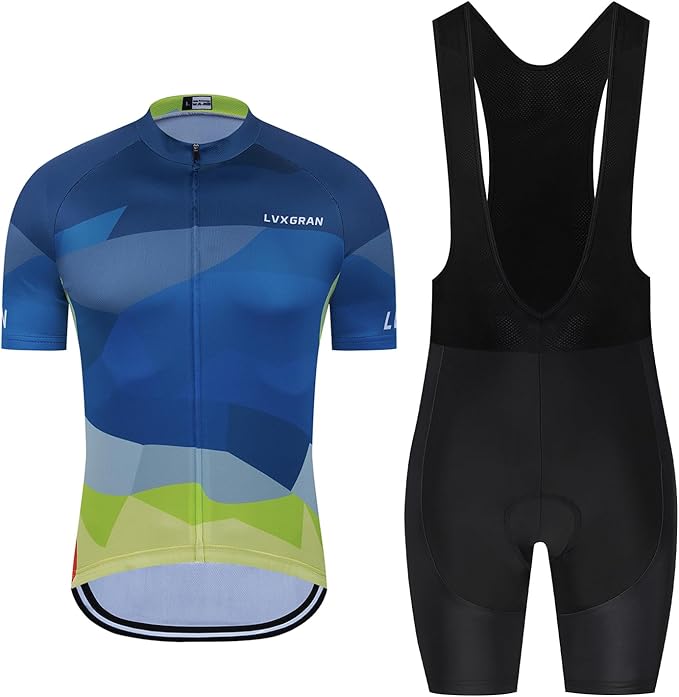 Men's Cycling Jersey Sets Road Bike Jersey Bibs + Shorts with 20D Gel Pad MTB Riding Clothing Kit