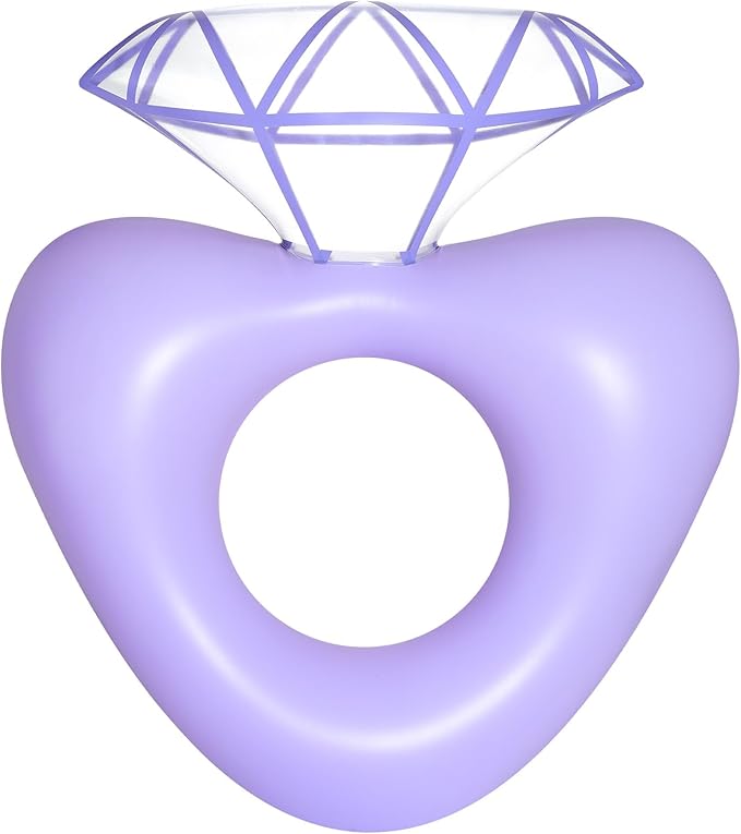 HeySplash Pool Floats, Inflatable Diamond Ring Pool Float, Large Engagement Ring Floatie for Bachelorette Party, Heart Shaped Swim Tube River Lake Beach Bride Wedding Decor Fun Toy Raft Adults, Purple