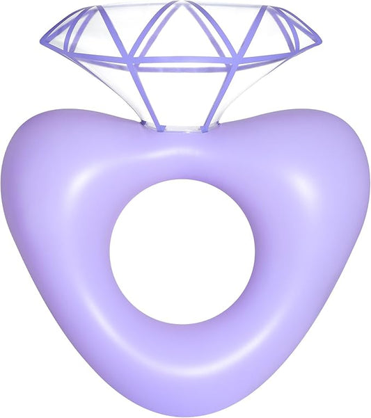HeySplash Pool Floats, Inflatable Diamond Ring Pool Float, Large Engagement Ring Floatie for Bachelorette Party, Heart Shaped Swim Tube River Lake Beach Bride Wedding Decor Fun Toy Raft Adults, Purple