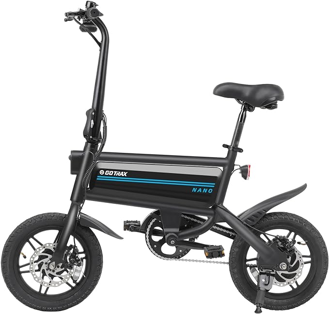Gotrax Nano 14" Electric Bike, Max Range 25Miles(Pedal-Assist)&Max Speed 15.5Mph, 350W Folding E-Bike with Removable Battery, Adjustable Seat & Dual Mudguards, Commuter Electric Bicycle for Ages 13+