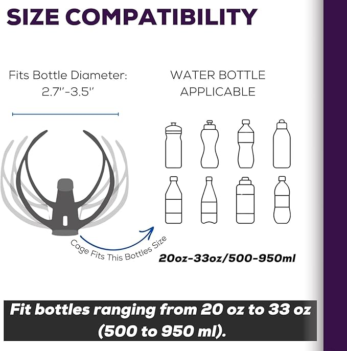 Bike Water Bottle Holder Bicycle Cage for Mountain Road MTB Gravel Adult Bikes Cycling Universal Carrier Rack 1 Pack Aluminum Alloy Ultralight Kettle Drink Accessories Purple