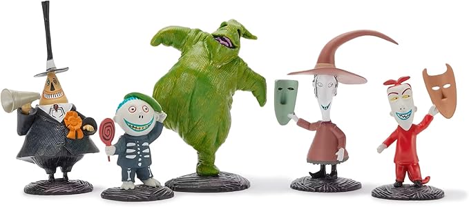 Disney Store Official The Nightmare Before Christmas Figure Set – 8 Fully Sculpted Disney Figures Including Jack Skellington, Sally, Zero & More in Double-Tiered Box with Scenic Backgrounds