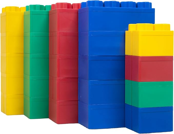 BiggoBlocks Big Blocks for Kids Ages 4-8, Indoor & Outdoor Blocks for Kids Jumbo Games, Large Building Blocks (24 PC) Beginner Set