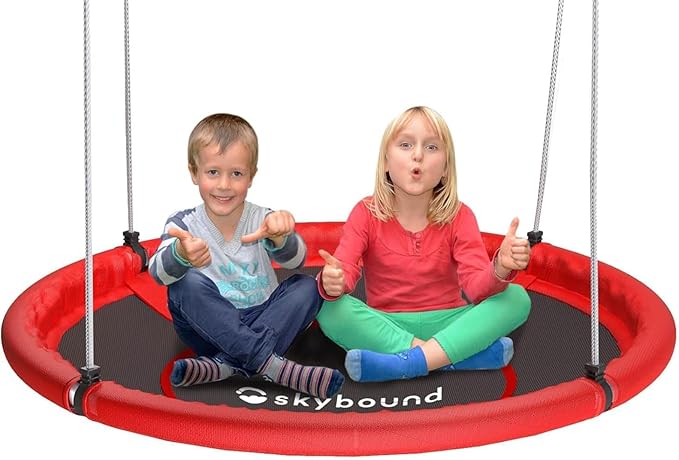 Skybound 43" Saucer Swing for Kids Outdoor - Durable Textilene Fabric, Galvanized Steel Frame, 600lbs Capacity, Adjustable Ropes