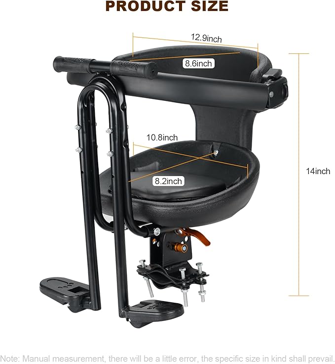 Toddler Bike Seat,1-3 Years Old Front Kids Bike Seat, Baby Bike Seat With Full Surround Guardrail, Safety Handle and Comfortable Pedals, Easy and Quick Installation of Toddler Bike Seat for Adult Bike