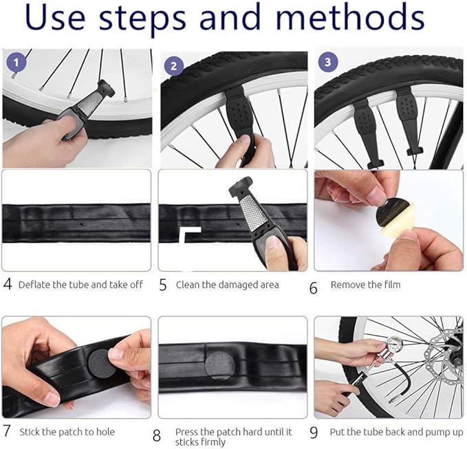YBEKI Bike Repair Tool Kit Set - Bicycle Multi-Tool Kit with Ratchet Reversible Tool & 10 Tool bits, Bone Wrench, Bike Portable Tool Bag. 6 Month Warranty (Ratchet Tool + tire Tool)