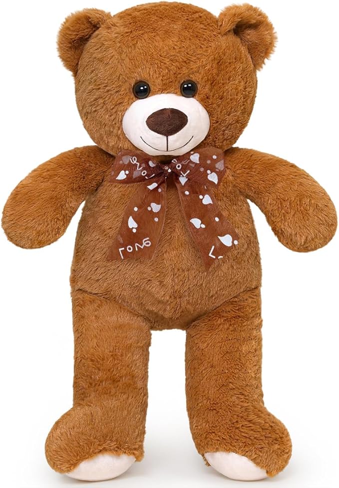 Teddy Bear Stuffed Animal 24'' Small Teddy Bear Plush Toy Gift for Valentine Christmas Birthday Dark Brown