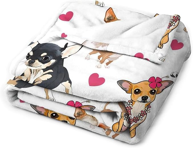 Chihuahua Dog Blanket Chihuahua Gifts for Girls Women Chihuahua Lovers Chihuahua Throw Blanket Kids Adults Soft Warm Cozy Fleece Blanket for Couch Sofa Bed 60"x80"