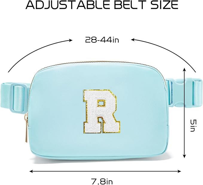 Gitus Birthday Gifts for 8 9 10 11 12 13 Year Old Girls Personalized Fanny Pack Crossbody Bags with Initial Letter Patch Belt Bag for Teen Girls Cute Trendy Stuff Travel Essentials (Icingblue-R)