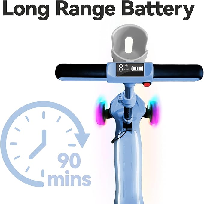 3 Wheel Electric Scooter for Kids Ages 3-10, w/Storage Basket, LCD Screen, Full Body Lights Up, Wide Deck, 5Mph Safe Speed, 90min Riding, Balance Foldable Kick Scooter for Boys & Girls