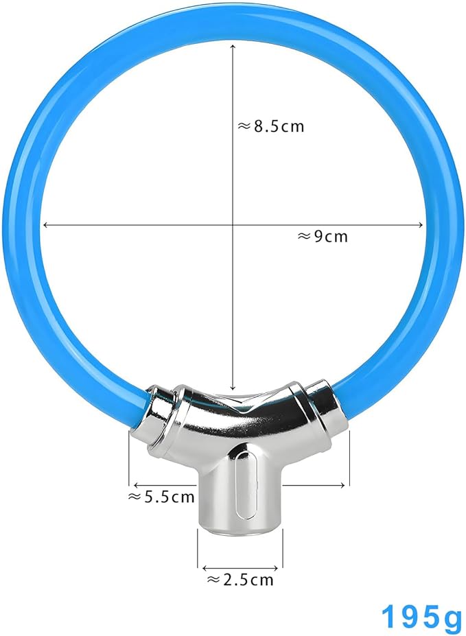 Bicycle Cable Lock, Blue Steel Cable with Keys, Security Lock