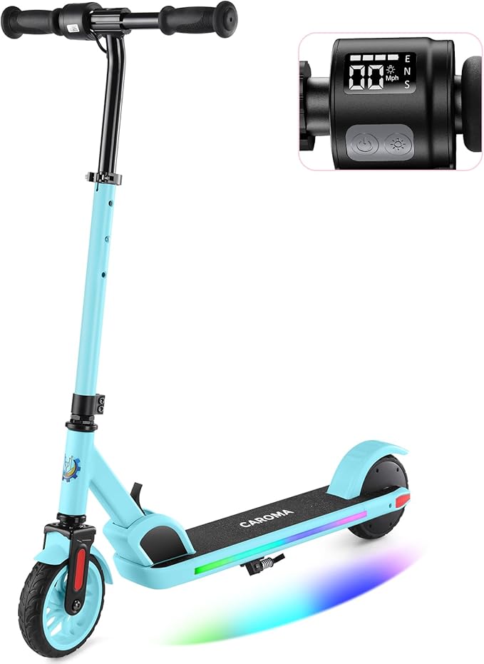 Caroma Electric Scooter for Kids Ages 6-14, 250W/180W/150W Motor & 15 Mph, 85 Mins Ride Time, Adjustable Height & Speed, LED Display, Kids Electric Scooter, Best Gifts for Boys & Girls