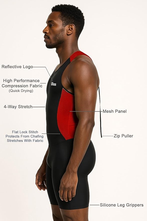 Wixen Men's Performance Triathlon Suit Sleeveless Tri Suit Padded Quick Dry Run Swim Bike