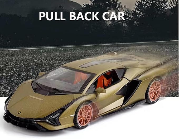 SASBSC Lamb Toy Cars Sian Diecast Metal Model Car with Light and Sound Fkp3 Pull Back Car Toys for 3+ Year Old Boys (Green-1 24)