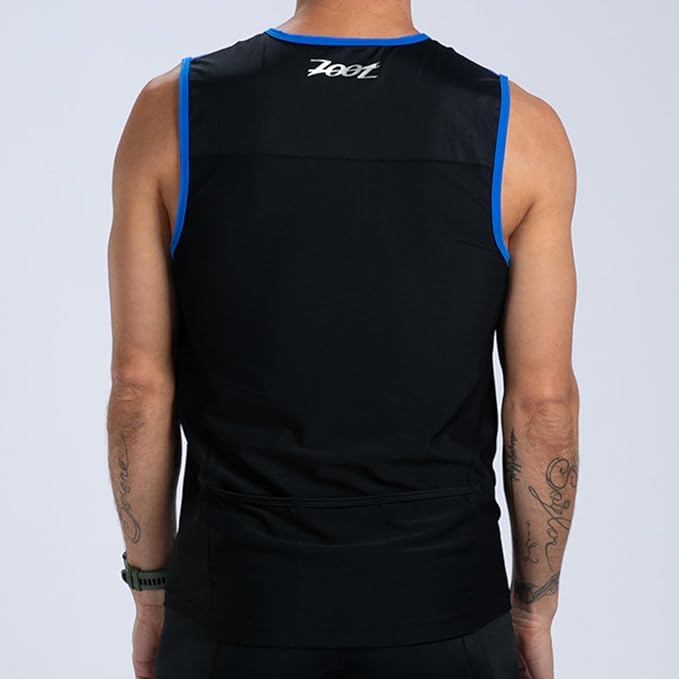Zoot Men’s Core Tri Tank, Performance Triathlon Race Tank Top, UPF 50+ Fabric, Rear Pockets, Mesh Panels, & Cam Lock Zipper